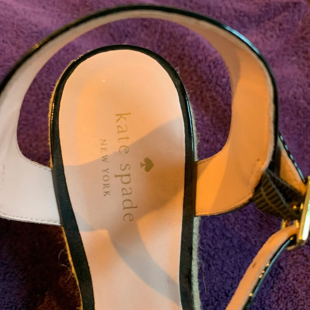 Kate Spade New York Black/White Platform Wedge Sandals sz 8.5 M
